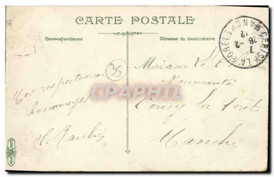 Rennes, Place du Palais & Rue Bourbon — vue de la fontaine — éditeur L.V. & Cie, n° 613 — Verso