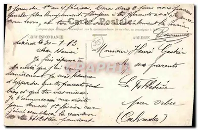 Stara pocztówka Rennes La Caserne du Colombier Militaria — Rewers