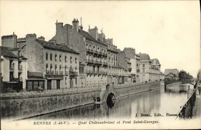 Rennes (I.-et-V.) — Quai Châteaubriant et Pont Saint-Georges — J. Sorel, Edit., Rennes