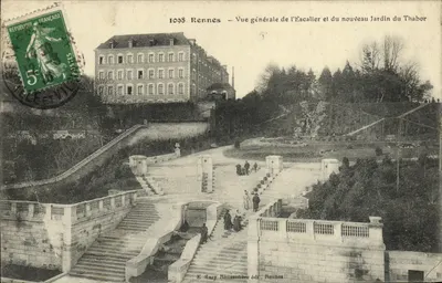 Rennes — Vue générale de l'Escalier et du nouveau Jardin du Thabor — E. Mary Rousseffre édit. Rennes