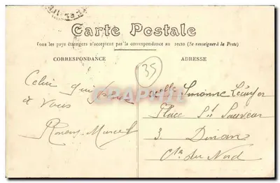 Rennes — Le Palais de Justice et le Bassin — E. Mary-Roussellière (dit Rounes) — Verso