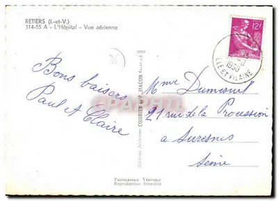 Retiers (Il-et-V.) — Visão aérea — Éditions Aériennes Combier — Verso