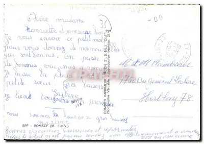 Romazyp — vue panoramique et église — éditeur COMBIEUR IMPRIMEUR (35, Ille-et-Vilaine) — Verso