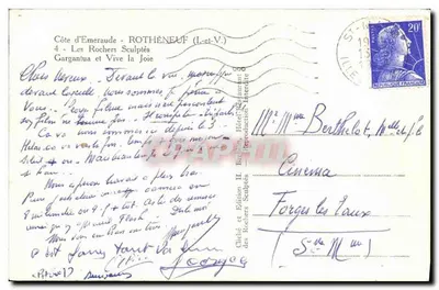 Côte d'Emeraude - Skaliste Formacje — Gargantua i Vive la Joie — Wydawnictwo H. ROTHÉNEUF — Rewers