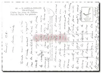 सेंट ऑबिन डु कॉर्मियर — एयरो व्यू ऑफ चर्च, कैस्टल एवं विलेज — एडिशन लापिए — पीछे