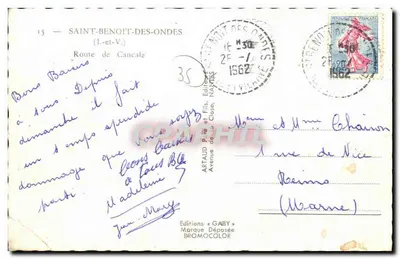 Saint-Benoît-des-Ondes — rue principale avec café et station-service Esso — Éditions GAIBY — Rewers