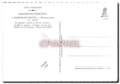 Hotel Surcouf - Paramé-Rochebonne — Costa da Esmeralda, França — Edições J.F.M. — Verso