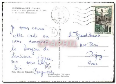St-Briac-sur-Mer (I.-et-V.) — Widok z lotu nad zatoką i Balcon d’Emeraude — Wydawnictwo Aériennes Combier — Rewers