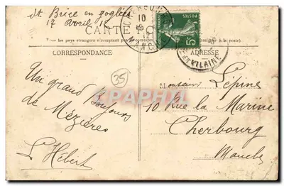 St-Brice-en-Coglès — Pamiątka z St-Brice-en-Coglès — G. Mary-Ramondier, wydawca, nr 104 — Rewers