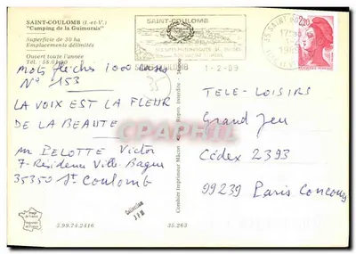 Camping de la Guimorais — Saint-Coulomb — Imprimeur JPM — Verso