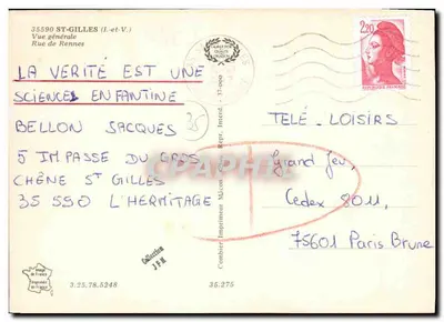 Saint-Gilles (Ille-et-Vilaine) — vista geral — Cinq — Verso