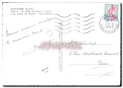 Saint-Lunaire (I.-et-V.) — Mały golf, plaża i punkt Décollé — Widok z powietrza — Wydawca: COMDIER IMP. MACCON (S.A.L.) — Rewers