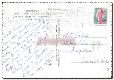 Saint-Lunaire (Il.-et-V.) — Piękna plaża Longchamp przy niskiej wodzie — Éditions d'Art JOS — Rewers
