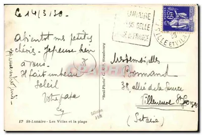 St-Lunaire — As Villas e a praia — 'Real-Photo' C.A.P. Strasbourg — Verso