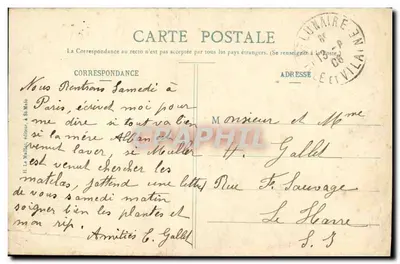 St-Lunaire - Le Décollé — vue du phare et du promontoire rocheux avec éditeur H. Le Maillot — Verso