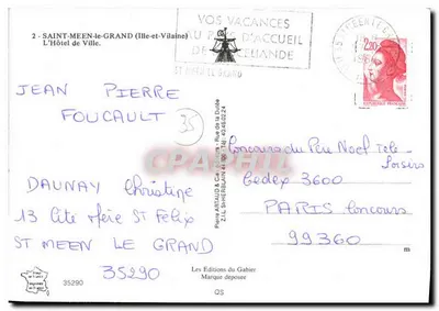 Saint-Méen-le-Grand — Hotel de Ville — Les Éditions du Gabier — Verso