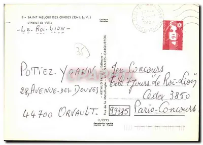 Prefeitura de Saint-Meloir-des-Ondes — editor Artaud Frères, Nantes-Carquefou — Verso