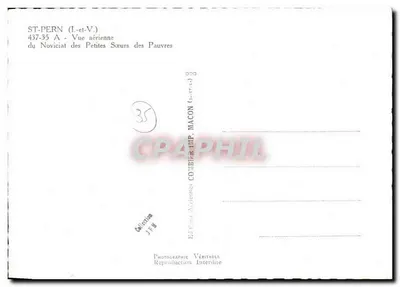 Saint-Périn (Loire-et-Vendée) — Widok z lotu na noviciat Małych Siostry Chorych — Wydawnictwo Combier — Rewers