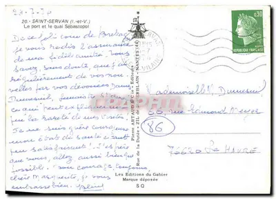 Saint-Servan — le port et le quai Sébastopol — Éditions de Saint-Blain — Verso