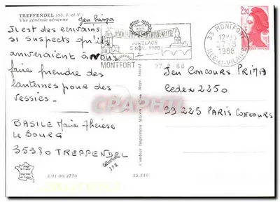 Treffendel (35, Ille-et-Vilaine) — Vista geral aérea — Imprimeur Combier — Verso