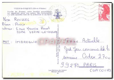 Vezin-le-Coquet — widok panoramiczny — Les Éditions du Gabier, n° 35132 — Rewers