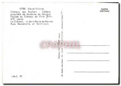 Vitré — Zamek Rochers i historyczne ulice — Éditions Jean-Jaurès — Rewers