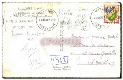 Vitré (Ille-et-Vilaine) — Rio La Vilaine e torre da Igreja de Nossa Senhora — Edições Gaby — Verso