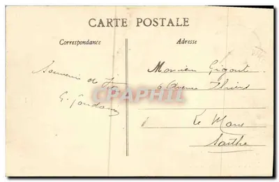 Vitré (Ille-et-Vilaine) — Brama i wieża Świętego Laurenta przy świetle księżyca — Artaud-Nozais, Nantes — Rewers