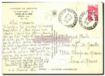 Hôtel de la Mer — Le Vivier-sur-Mer — Édition d'Art Jack, Louanneec — Verso