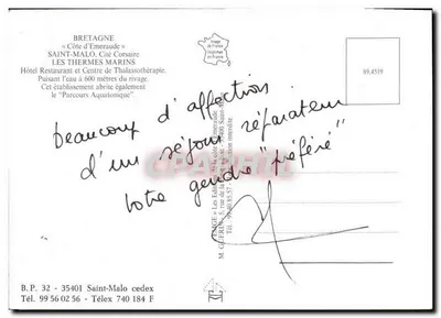 Saint-Malo — Os Termas Marinhos — Editor M. Gafrin — Verso