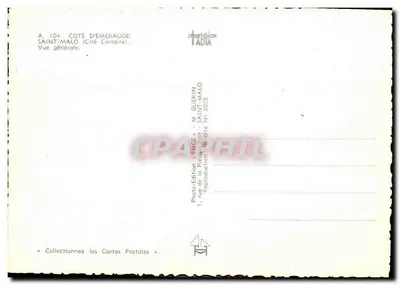 Saint-Malo — Ciudad de los Corsarios — Editor Emgé, n. 3065 — Reverso