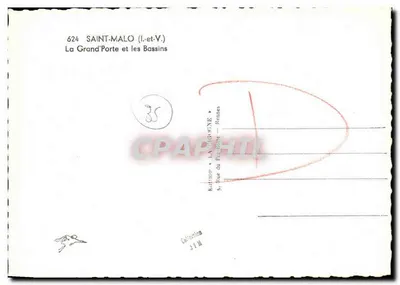 Saint-Malo (Il-et-V.) — A Grande Porta e os Bassins — Edição La Giphène, n°624 — Verso