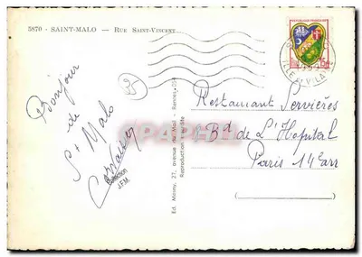 Saint-Malo — Rua Saint-Vincent — Ed. Mesny, 27 avenue du Mail — Verso