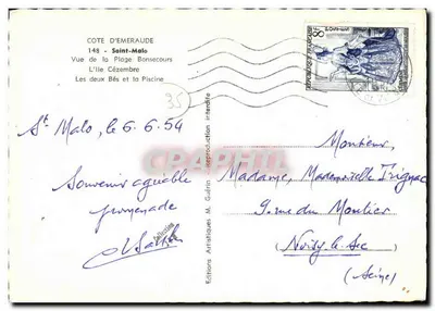 Praia Bonsecours — Emgé — Edições Artísticas M. Guérin, n°148 — Verso