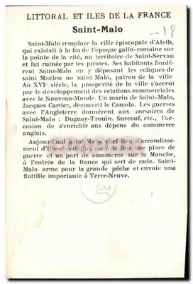 Saint-Malo — Litoral & Ilhas da França — Verso