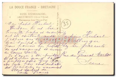 Saint-Malo (Ille-et-Vilaine) — Porto com barco a vela e igreja — Yvorn — Verso