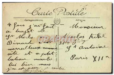 Stara pocztówka Saint Malo Wyciąg na otwartym morzu Statek — Rewers