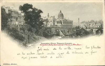 Bilhete postal antigo Aberdeen Union Terrace Gardens