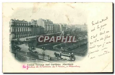 Bilhete postal antigo Union Terrace and Grandes Aberdeen