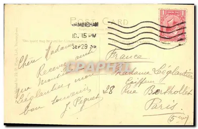Katedra, Birmingham — widok z obeliskiem — H. P. Pope, Ltd. — Rewers
