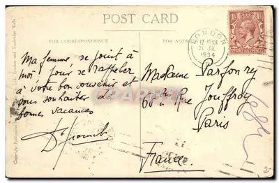 Bournemouth z West Cliff Drive — widok panoramiczny — wydawca: Bournemouth Postcard Co. Ltd. nr 69898 — Rewers