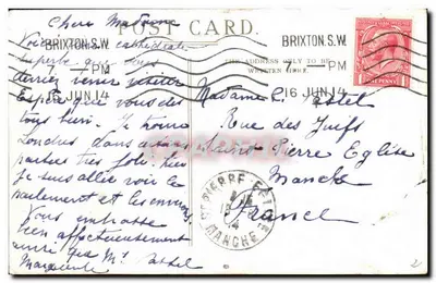 Katedra w Canterbury — widok z południowego zachodu — wydawca nieznany, numer serii nie widoczny — Rewers
