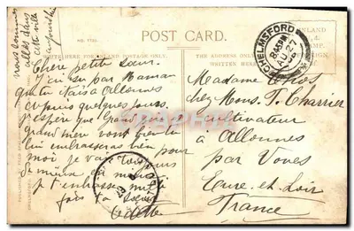 Bilhete postal antigo Recreation Ground Chelmsford — Verso