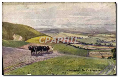 Wilmington, perto de Eastbourne — paisagem rural com vacas — J. Baskin