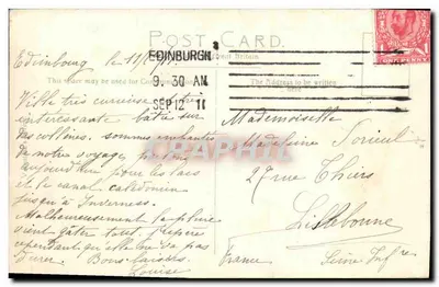 Princes Street, olhando para o Oeste, Edinburgh — vista panorâmica com o monumento Scott e o castelo de Edinburgh — editor não identificado — Verso