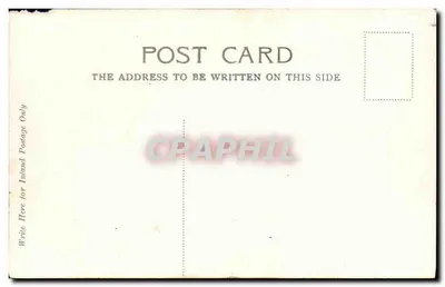 George Street, Edimburgo — vista com estátua — impressa por V. and S., Ltd., para The Picture Post Card Bureau, Edimburgo — Verso