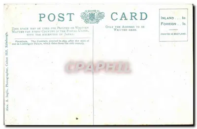 Fontanna w Pałacu Holyrood — Wydawca: A. Inglis, Calton Hill, Edynburg — Nr III — Rewers