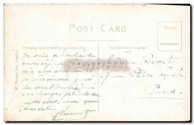 Katedra Westminstera w Londynie — widok na budynki z wieżą — W. Straker, Ltd., Londyn, nr 42708 — Rewers