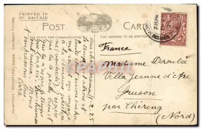 Brandy Cove, Gower — widok zatoki i skał — seria Valentine's 'Sepiatype', nr 86159 — Rewers