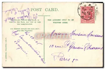 Ballycotton Co. Cork — porto com farol em ilha — W. Lawrence, Dublin — Verso